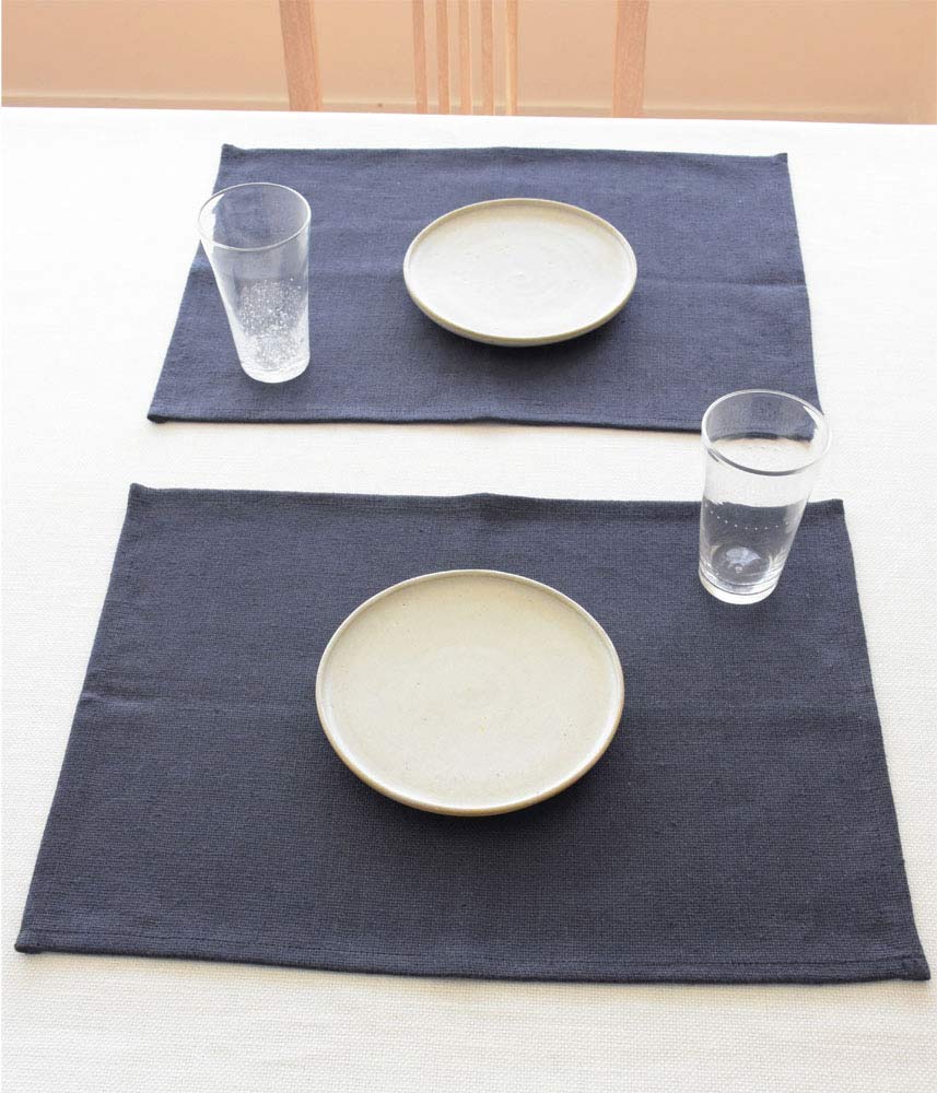 ヨーロッパリネン テーブルランチョンマット【マリンネイビー