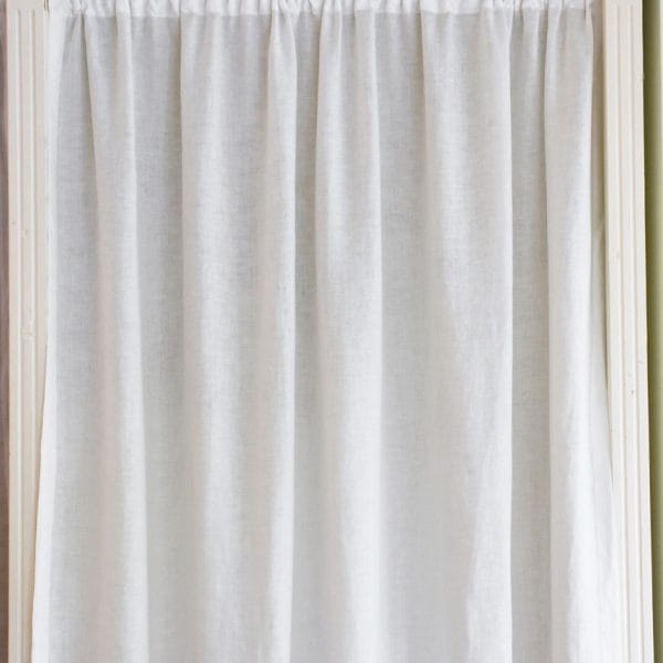 【シアーホワイト】ヨーロッパリネン無地カフェカーテン