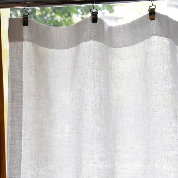 【シアーホワイト】ヨーロッパリネン無地カフェカーテン