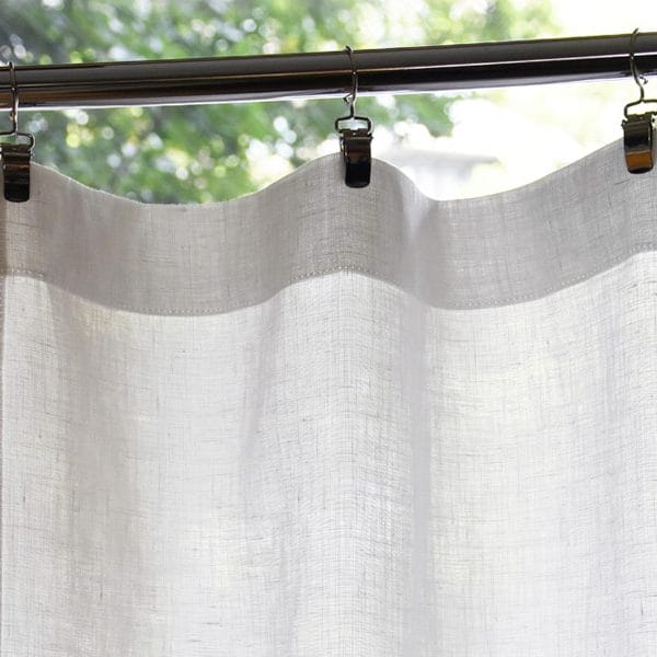 【シアーホワイト】ヨーロッパリネン無地カフェカーテン