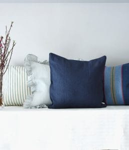 ベルギー製リネン生地クッションカバー【マリンネイビー】