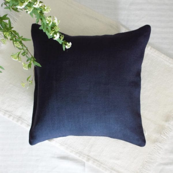 ベルギー製リネン生地クッションカバー【マリンネイビー】