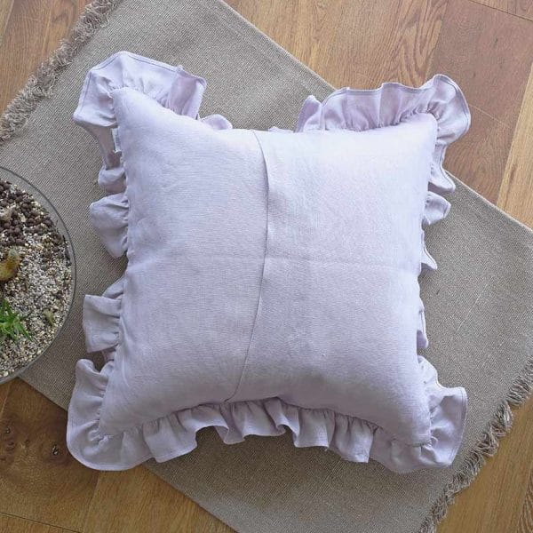 リネンフリルクッションカバー【ライラック】