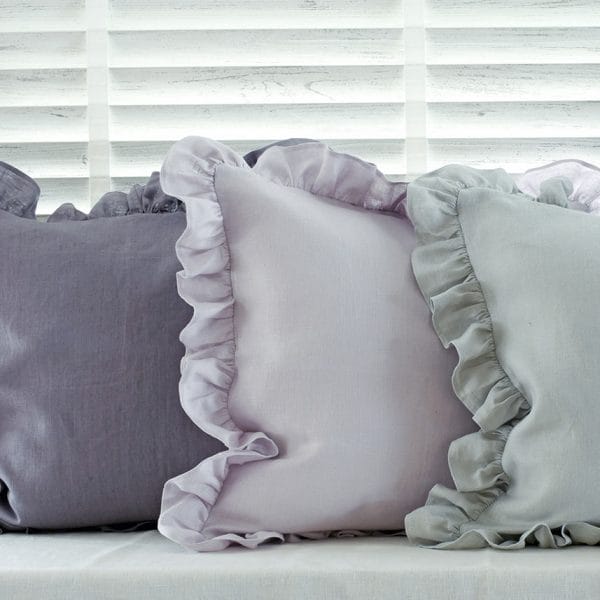 リネンフリルクッションカバー【ライラック】