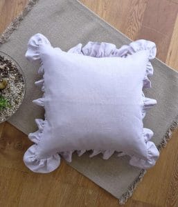 リネンフリルクッションカバー【ライラック】