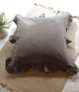 リネンフリルクッションカバー【ウォッシュダークグレー】