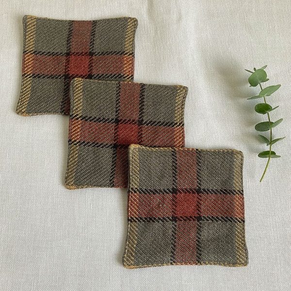 リネンチェックコースター【プレイドレッド】