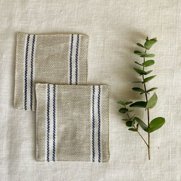リネンストライプコースター【マリン5】