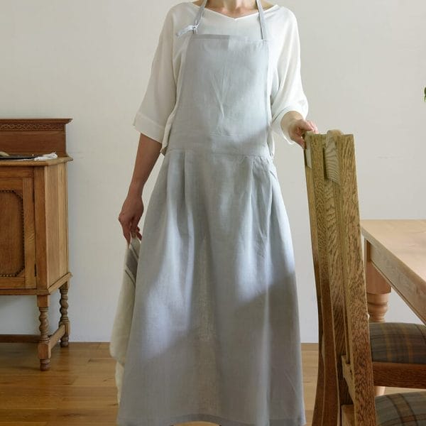 ヨーロッパリネン マキシロングエプロン【2色展開】