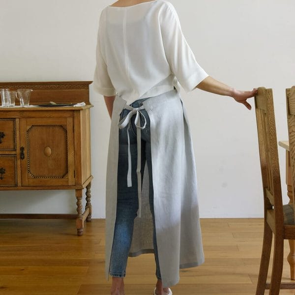 ヨーロッパリネン マキシロングエプロン【2色展開】