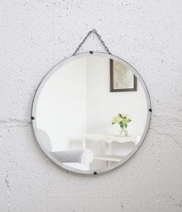 THE PENNY WISE Antiques Original/アールデコ ラウンドミラー