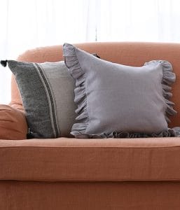 リネンフリルクッションカバー【ミディアムグレー】