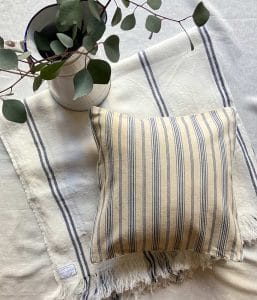 コットン素材ストライプ柄クッションカバー【パトリブルー】