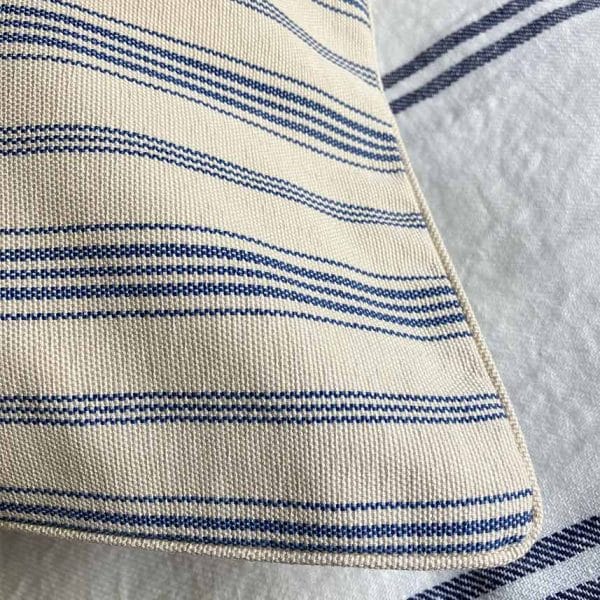 コットン素材ストライプ柄クッションカバー【パトリブルー】