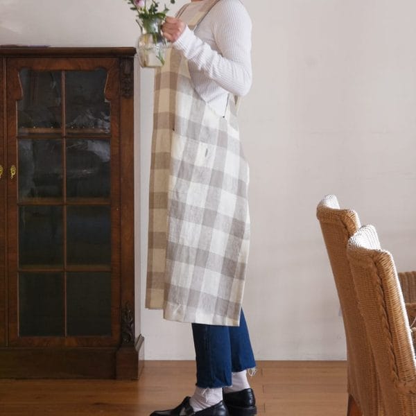 ヨーロッパリネン クロスオーバーエプロン【3色展開】