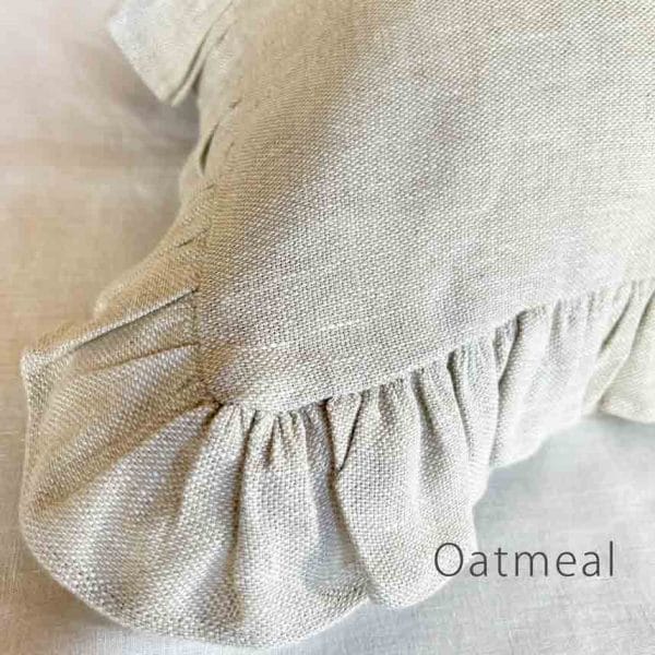 リネンフリルクッションカバー【オートミール】