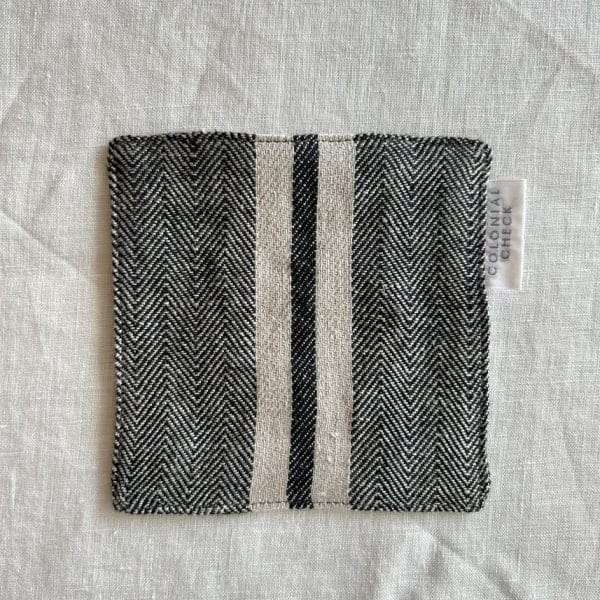 リネンストライプコースター【ブラックヘリンボーン】