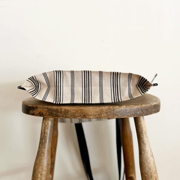 バッグ作家 冨山朋子/本革とリネンの巾着トートバッグ【パトリブラック】