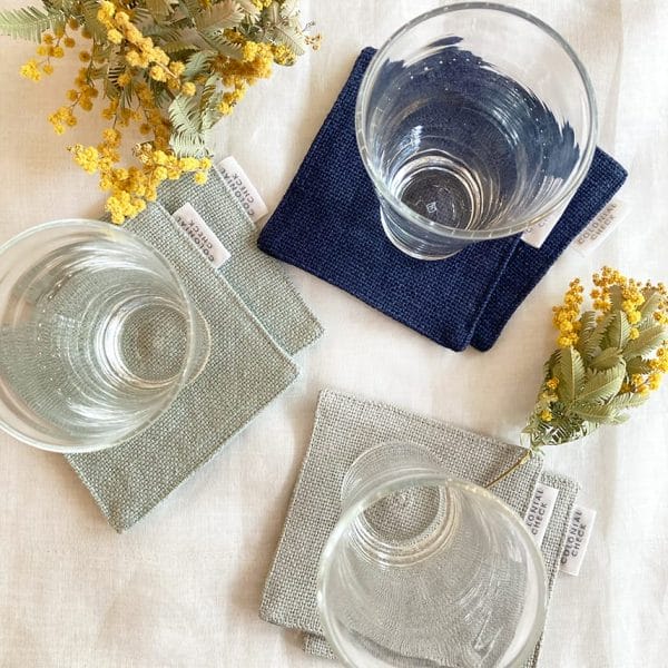 リネンコースター【セメント・セラドン・マリン】