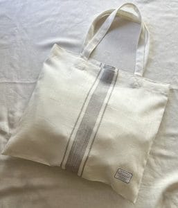 リネン素材 大きめマルシェトートバッグ【マリン7】