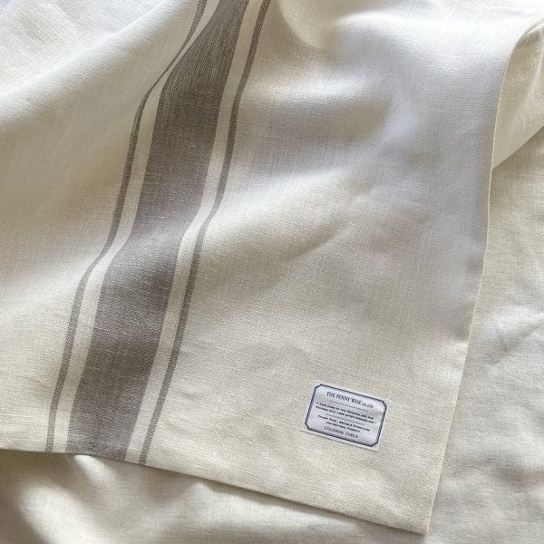 リネン素材 大きめマルシェトートバッグ【マリン7】