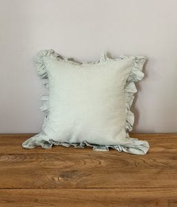 リネンフリルクッションカバー【ミント】