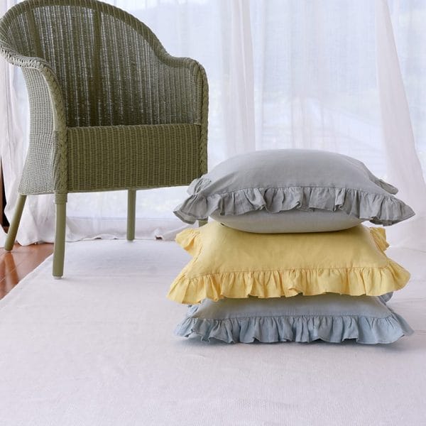 リネンフリルクッションカバー【ミント】