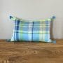 ベルギーリネン タッセル付きスモールクッション【マドラスチェック】