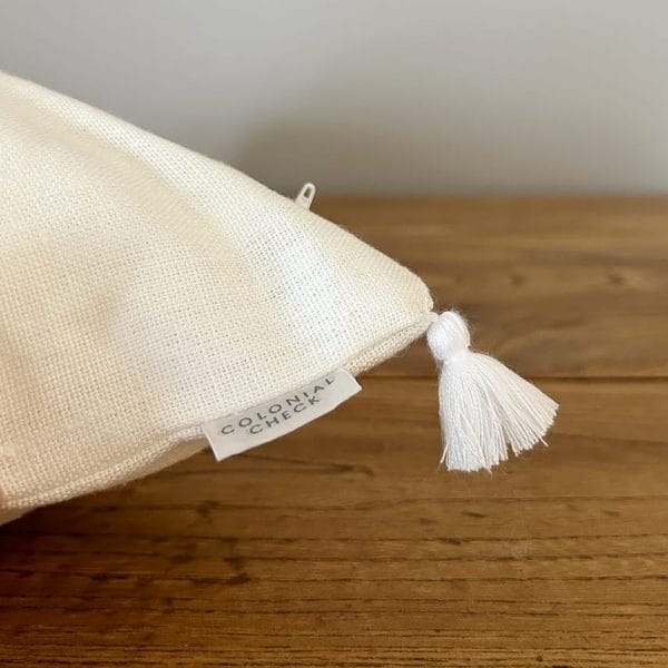 リトアニアリネン タッセル付きスモールクッション【マリン7】