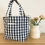 コットン素材 お散歩ランチバッグ【ブルーギンガム】