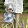 コットン素材 お散歩ランチバッグ【ブルーギンガム】