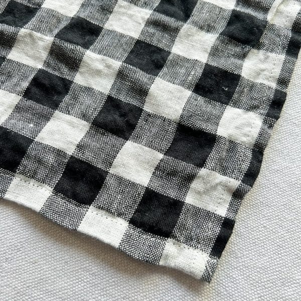 北欧リネン キッチンクロス【ブラックギンガムチェック】