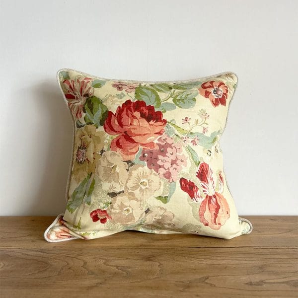 リネンパイピング付 50×50 花柄クッションカバー 【フローラルⅥ】