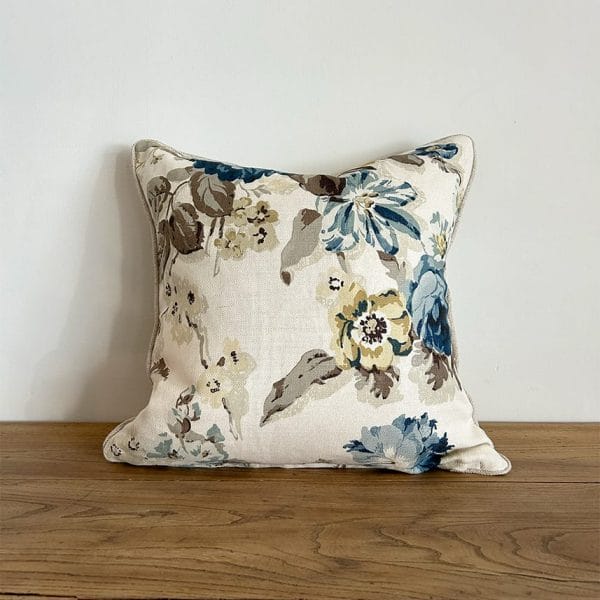 リネンパイピング付 50×50 花柄クッションカバー 【フローラルⅦ】