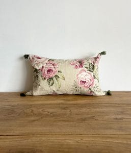 英国花柄 タッセル付きスモールクッション 【フローラルⅧ】
