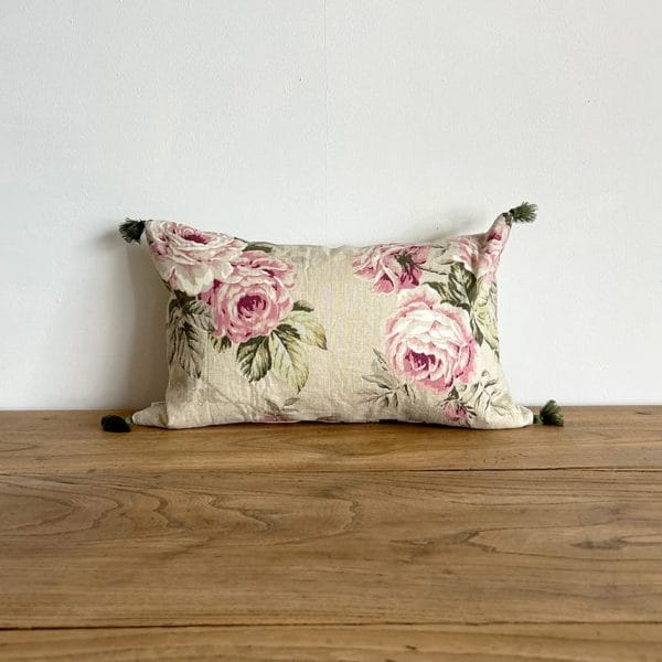 英国花柄 タッセル付きスモールクッション 【フローラルⅧ】