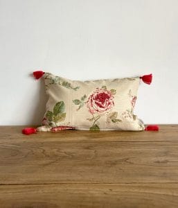 英国花柄 タッセル付きスモールクッション 【フローラルⅦ】