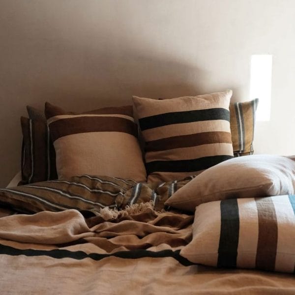 LIBECO HOME//リネンピローカバー【ダコタストライプ】