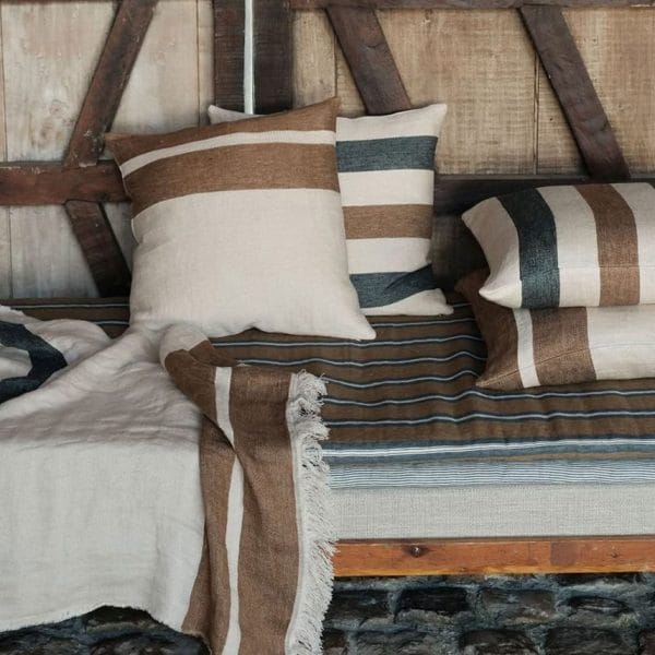 LIBECO HOME//リネンピローカバー【レイルロード】