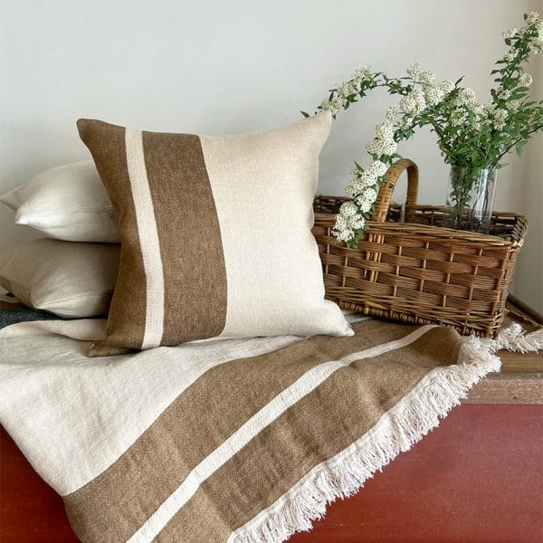 LIBECO HOME//リネンピローカバー【レイルロード】