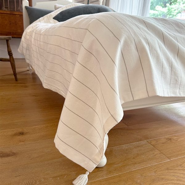 リネン タッセル付きマルチベッドカバー【全3種類】