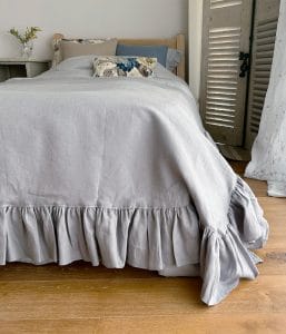 リネン フリル付きマルチベッドカバー【全3種類】