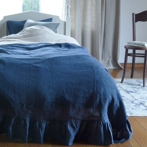リネン フリル付きマルチベッドカバー【全3種類】