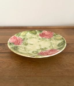 フランスアンティーク/バラのマジョリカプレート