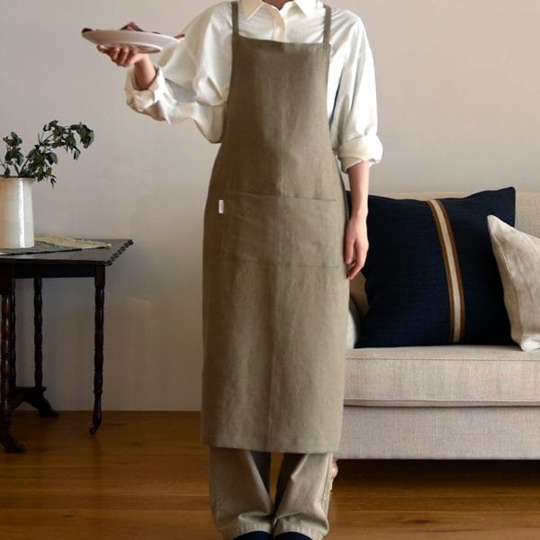 ヨーロッパリネン バックギャザーエプロン【3色展開】
