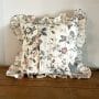 リネンフリルクッションカバー【フローラルホワイト】