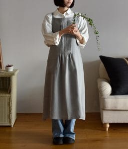 ヨーロッパリネン ピンタックエプロン【3色展開】