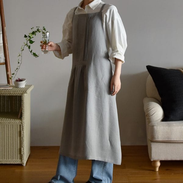 ヨーロッパリネン ピンタックエプロン【3色展開】