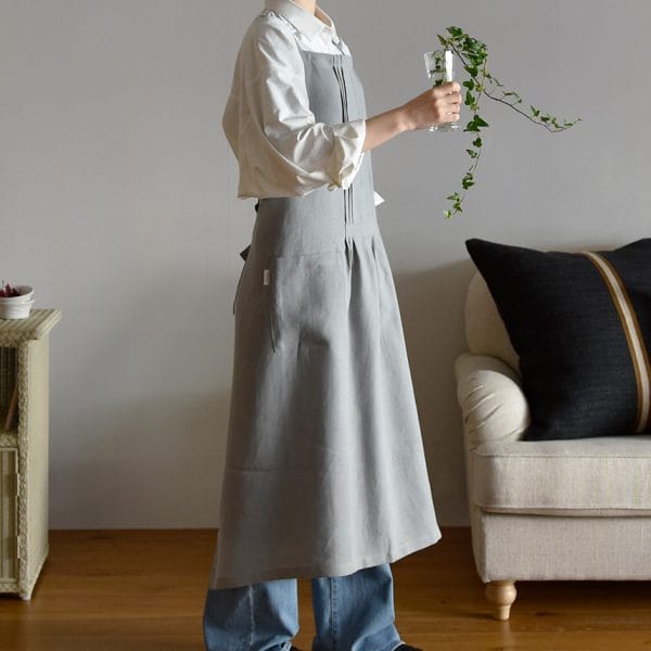 ヨーロッパリネン ピンタックエプロン【3色展開】