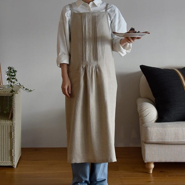 ヨーロッパリネン ピンタックエプロン【3色展開】